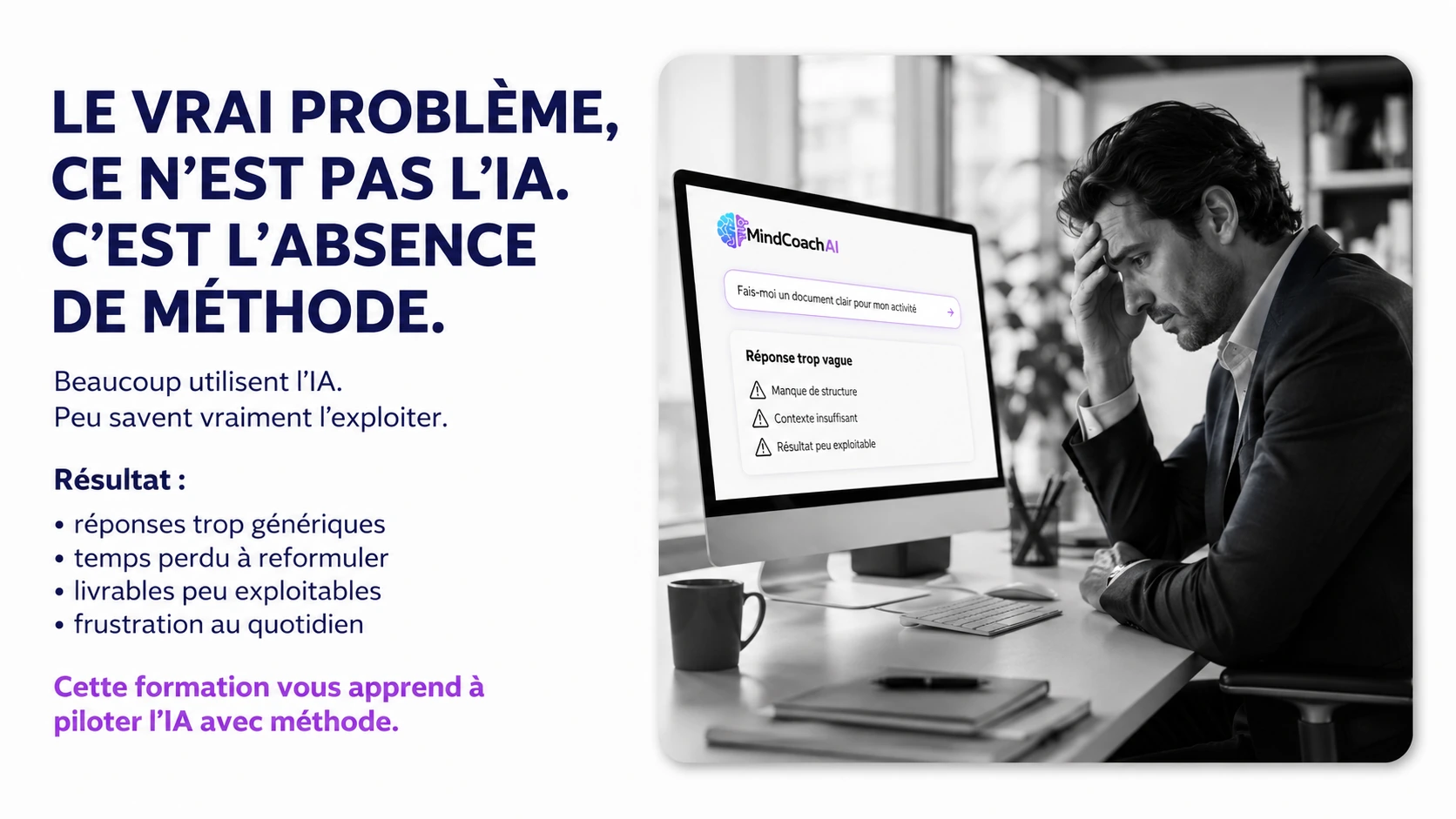 Professionnel face à une réponse IA trop vague